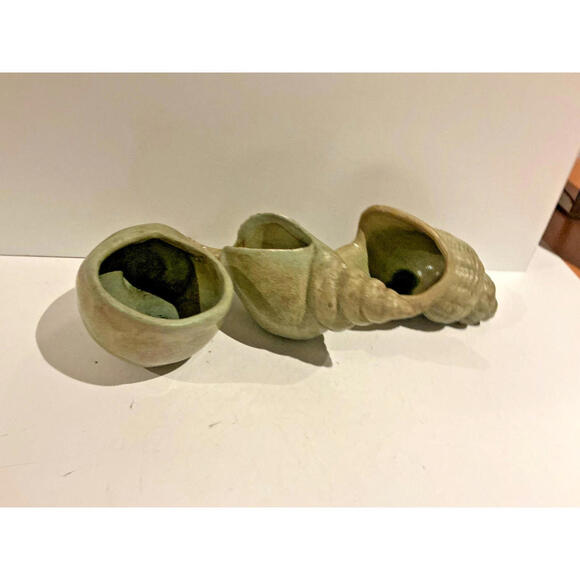 3 Ceramic Shell Shaped Votive Holders RARE